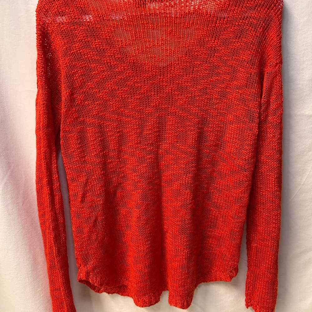 RDI Burnt Orange Sheer V-Neck Sweater Large - Thumbnail 4
