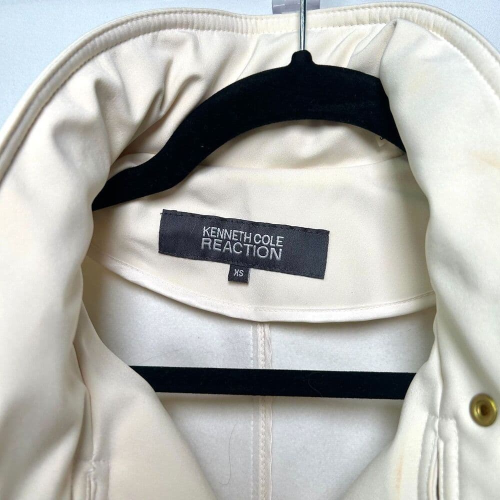 Kenneth Cole Reaction off-white belted Scandi Girl jacket asymmetrical zip XS - Thumbnail 2