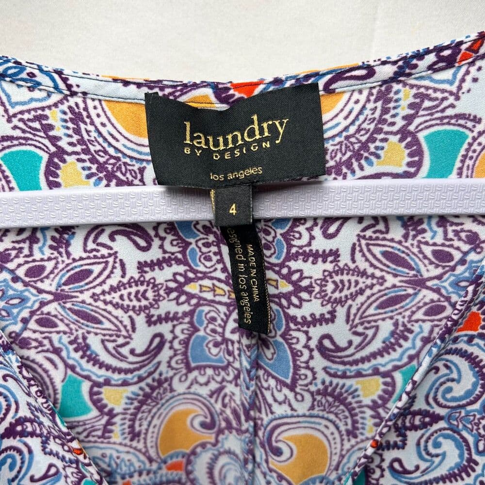 Laundry by Design paisley print cold-shoulder cinched waist dress size 4 - Thumbnail 2