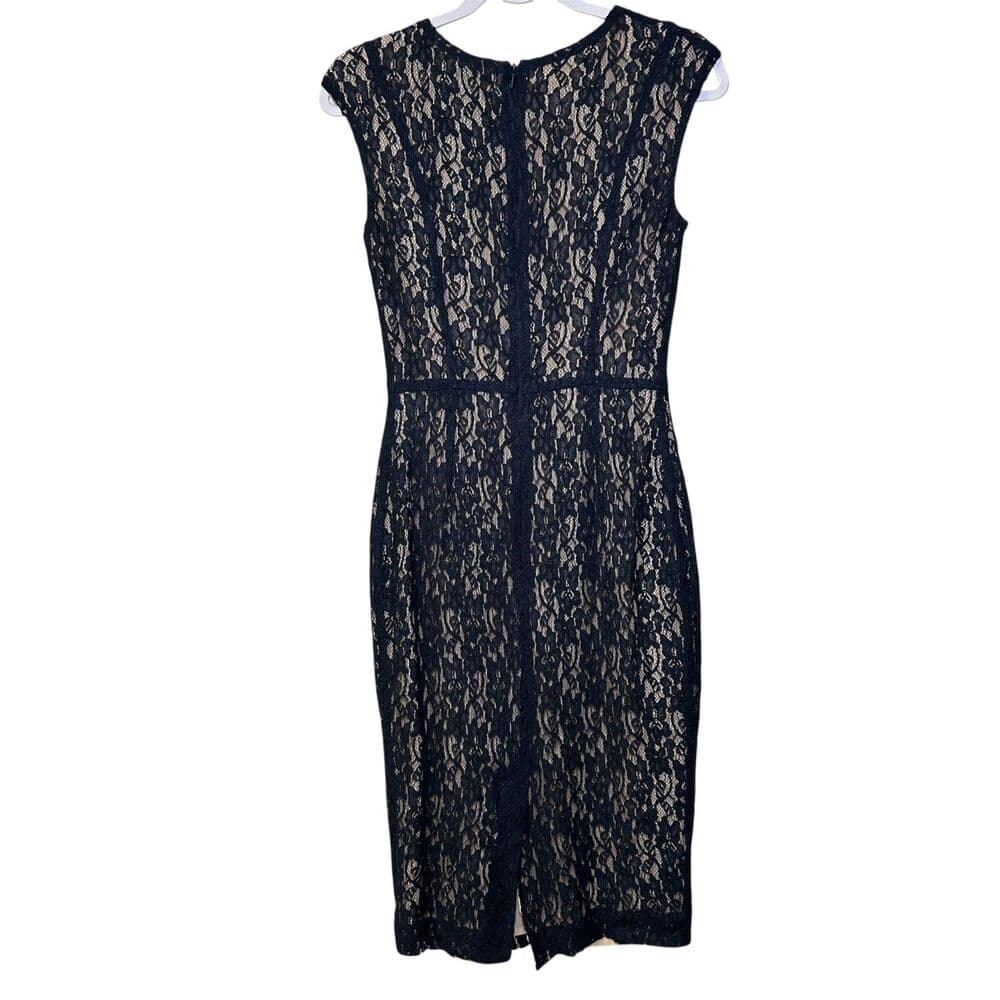 French Connection timeless navy blue lace sheath dress effortless chic Size 6 - Thumbnail 3