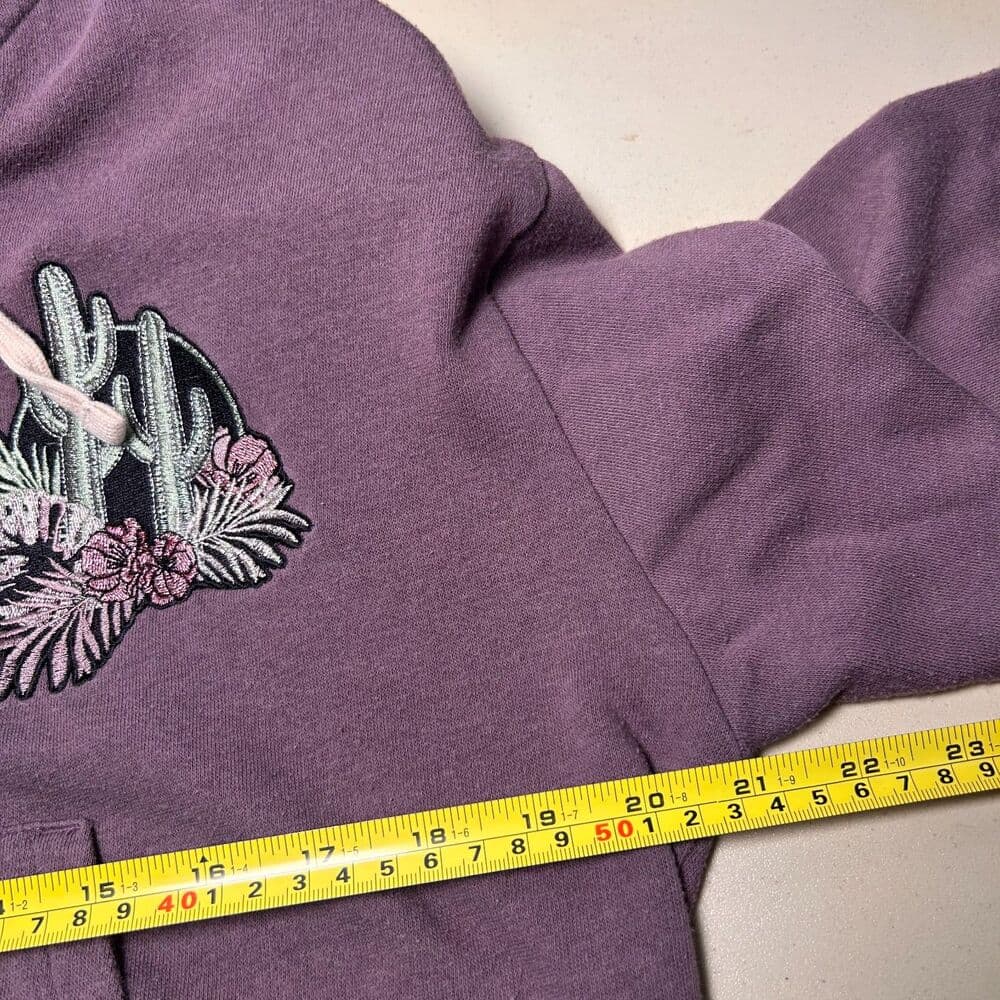 Victoria's Secret PINK small cropped full-zip mauve hoodie cactus patch sequins - Thumbnail 6