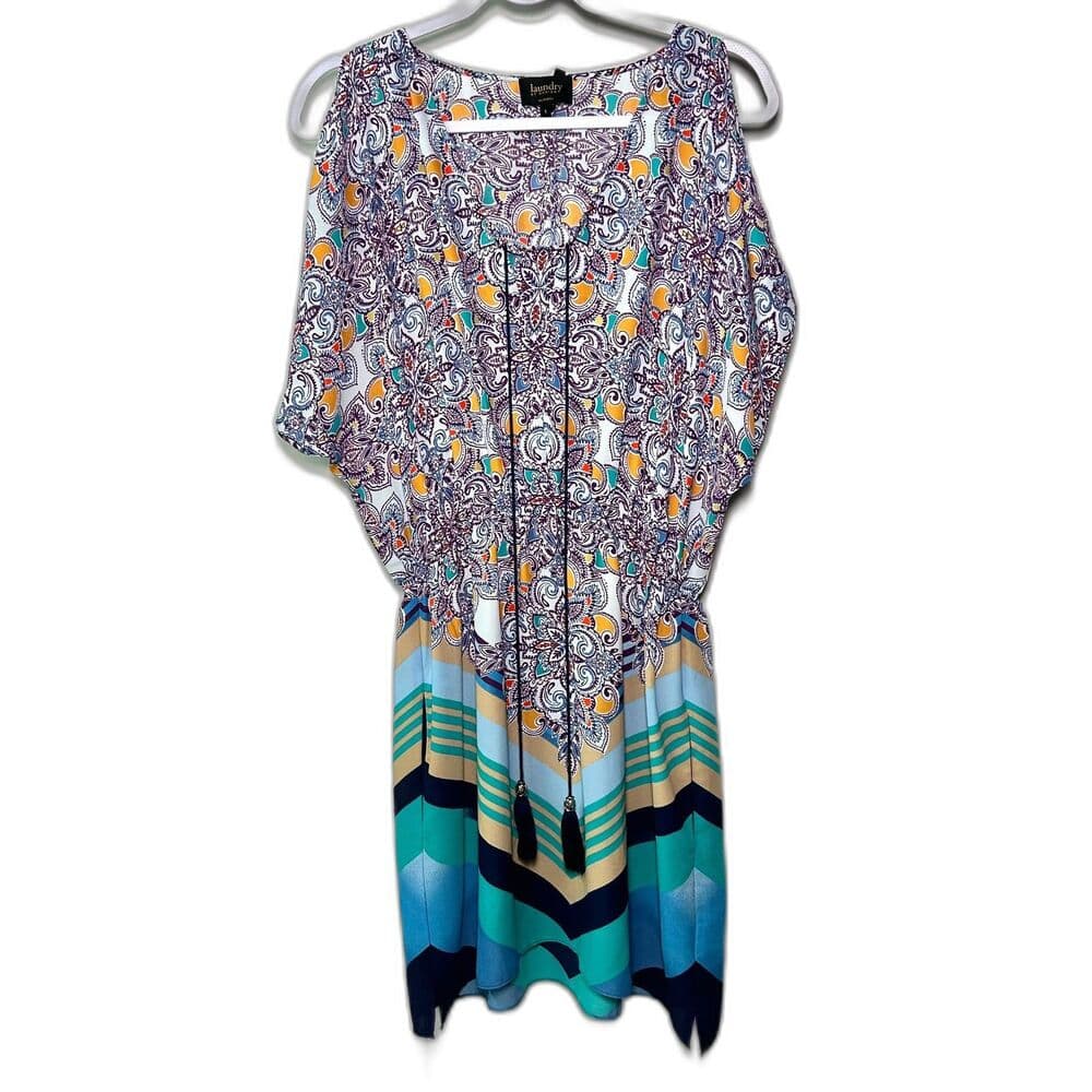 Laundry by Design paisley print cold-shoulder cinched waist dress size 4 - Thumbnail 4