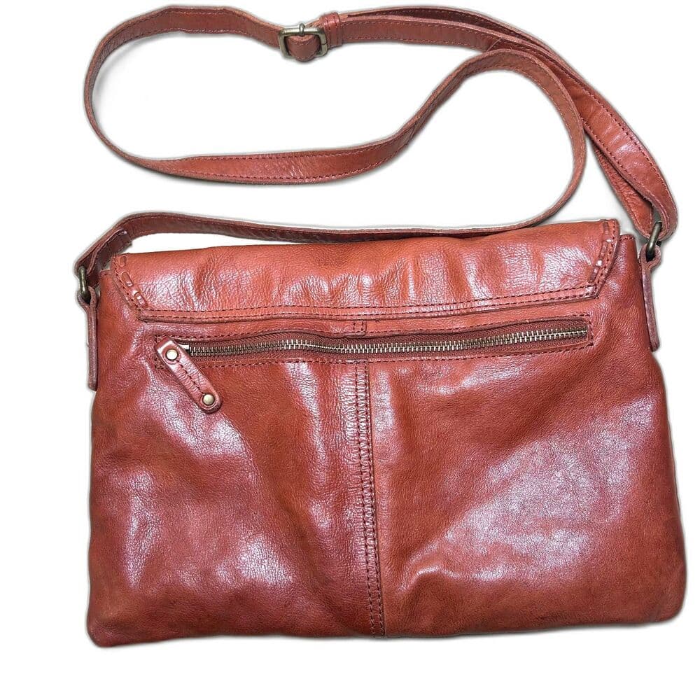 Genuine Leather Cognac-Colored Crossbody Bag - Thumbnail 2