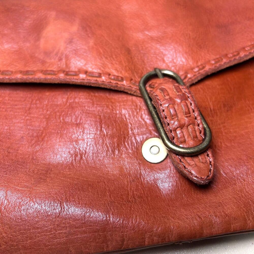 Genuine Leather Cognac-Colored Crossbody Bag - Thumbnail 3