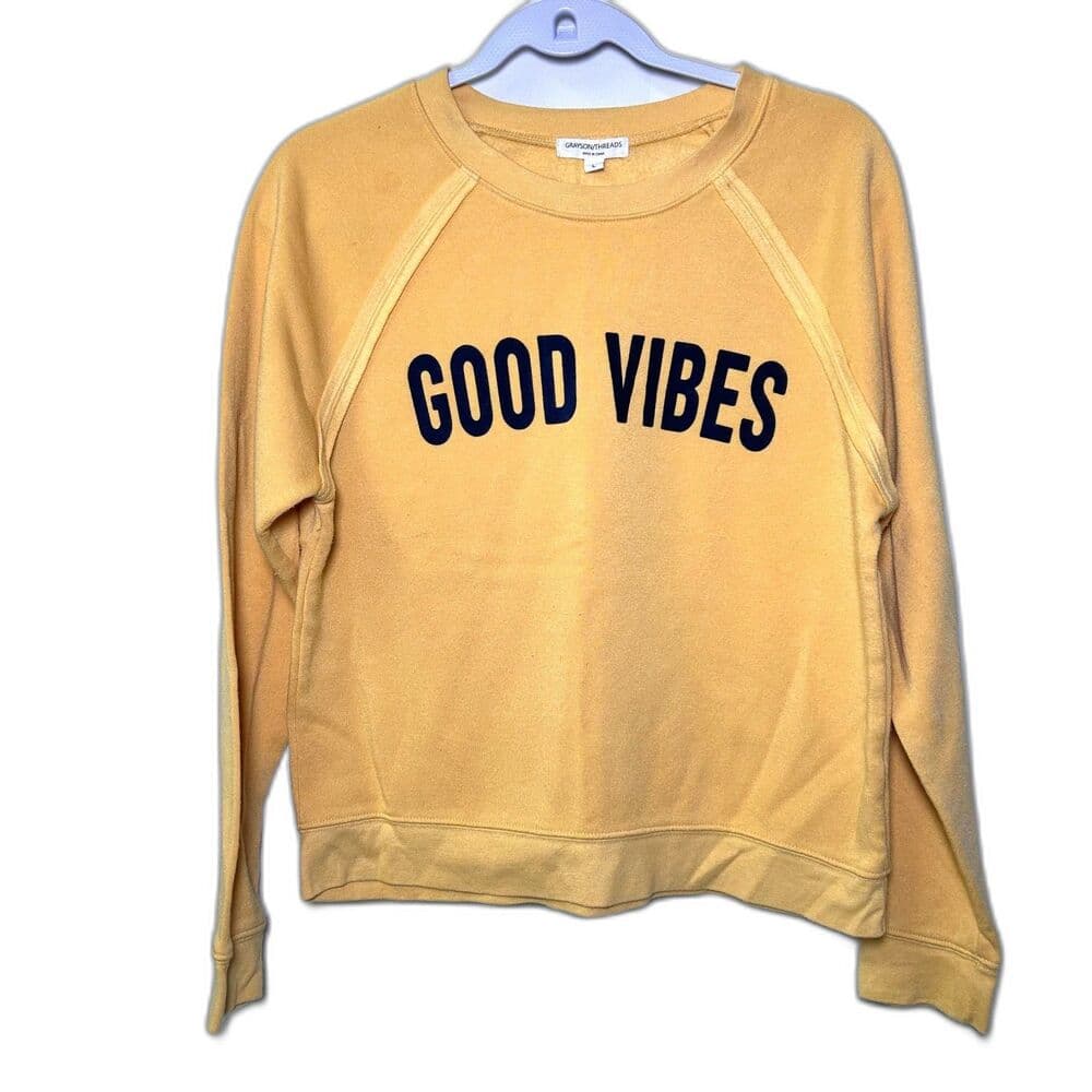 Grayson/Threads Good Vibes Large Yellow Sweatshirt - Thumbnail 8