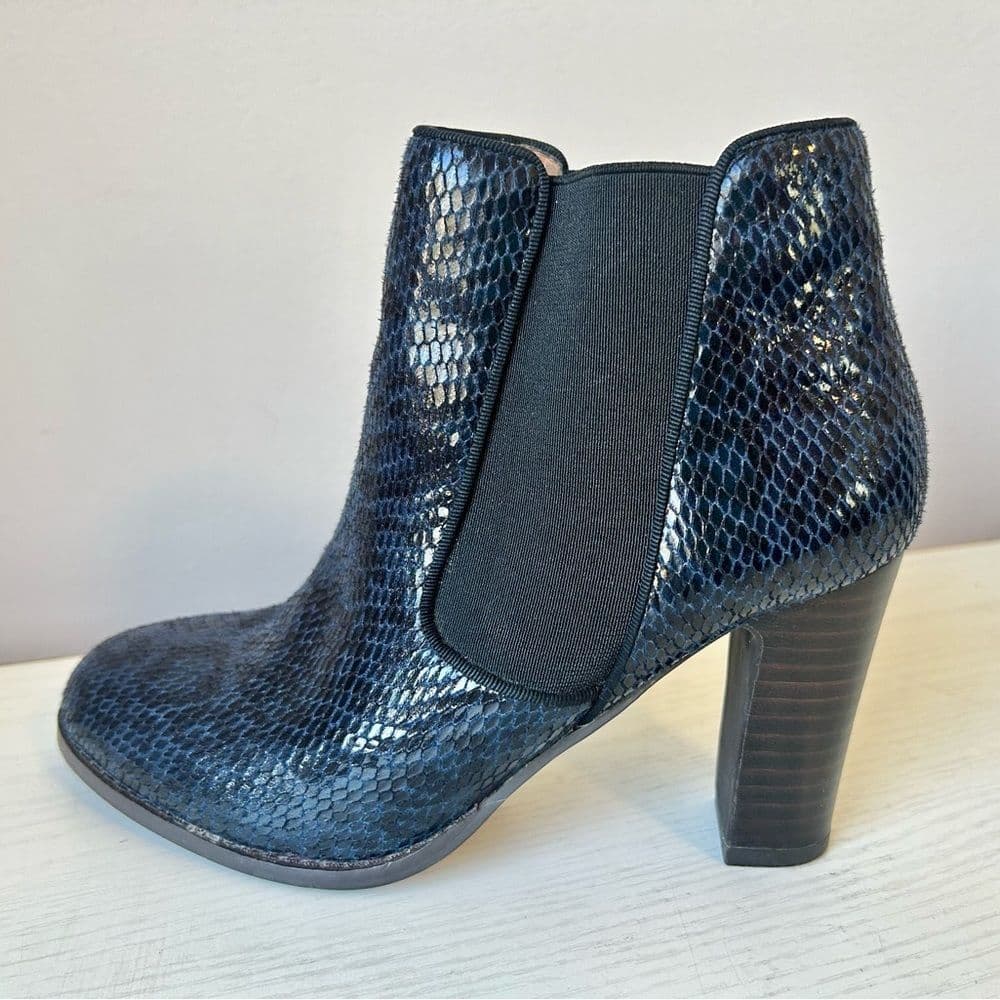 Mellow Yellow Navy Snake Skin Leather Heeled Ankle Boots size 36 - Thumbnail 7