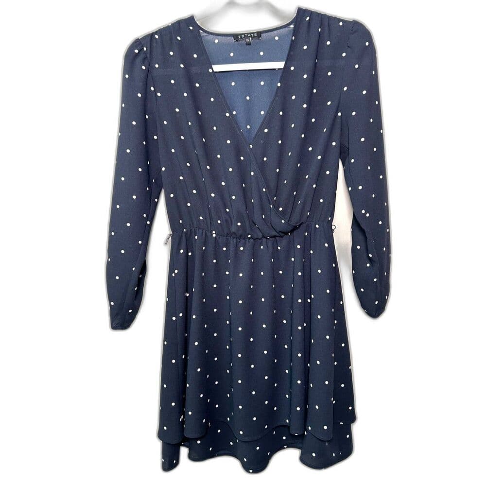 1. State navy polka dot tiered faux wrap dress XS - Thumbnail 9