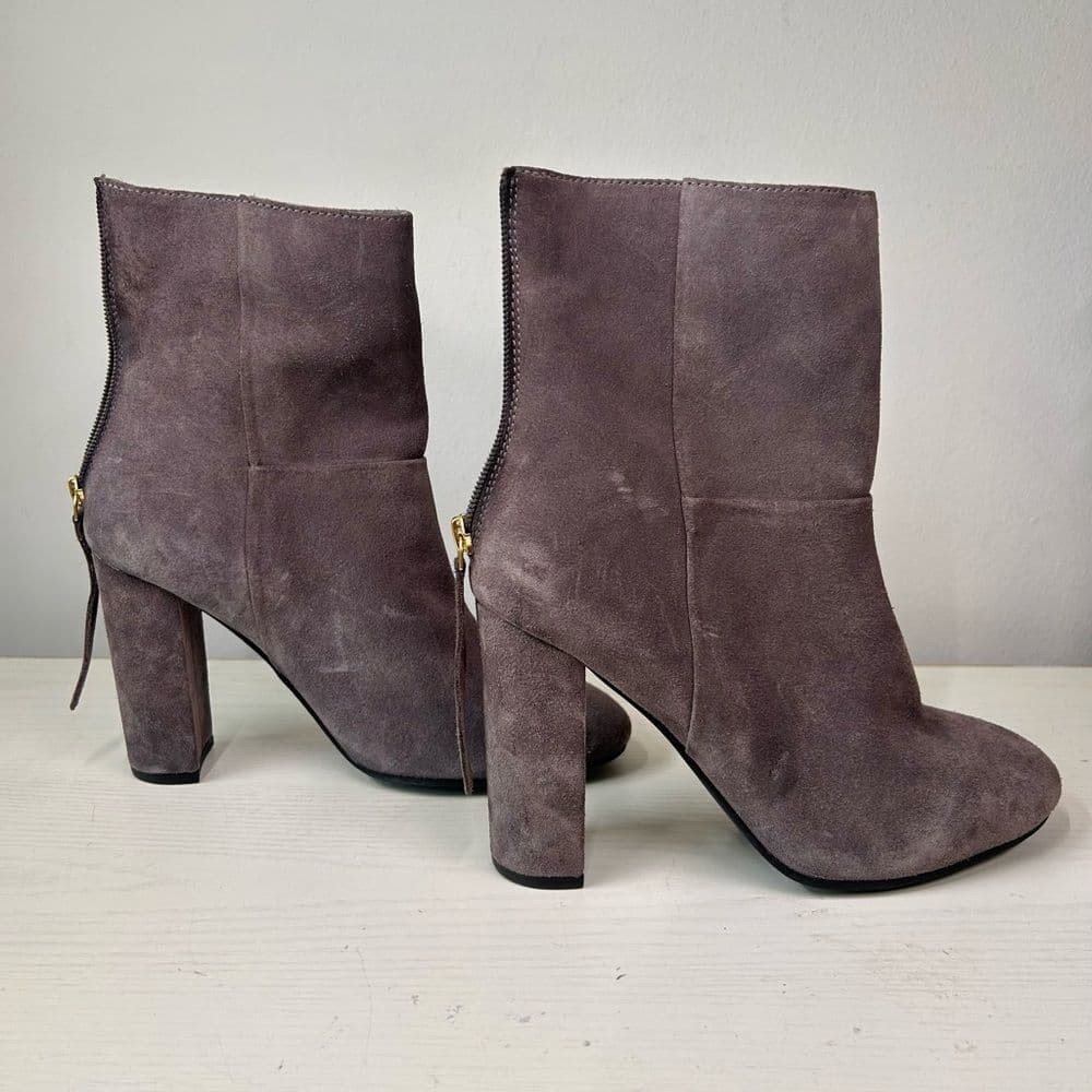 Seychelles Gray Heeled Boots with Chunky Heel and Rounded Toe Size 8 - Thumbnail 8