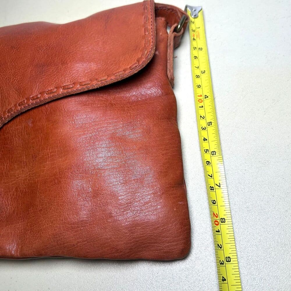 Genuine Leather Cognac-Colored Crossbody Bag - Thumbnail 7
