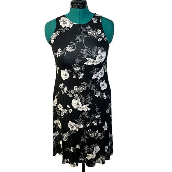Old Navy black floral jersey dress XS - Thumbnail 7