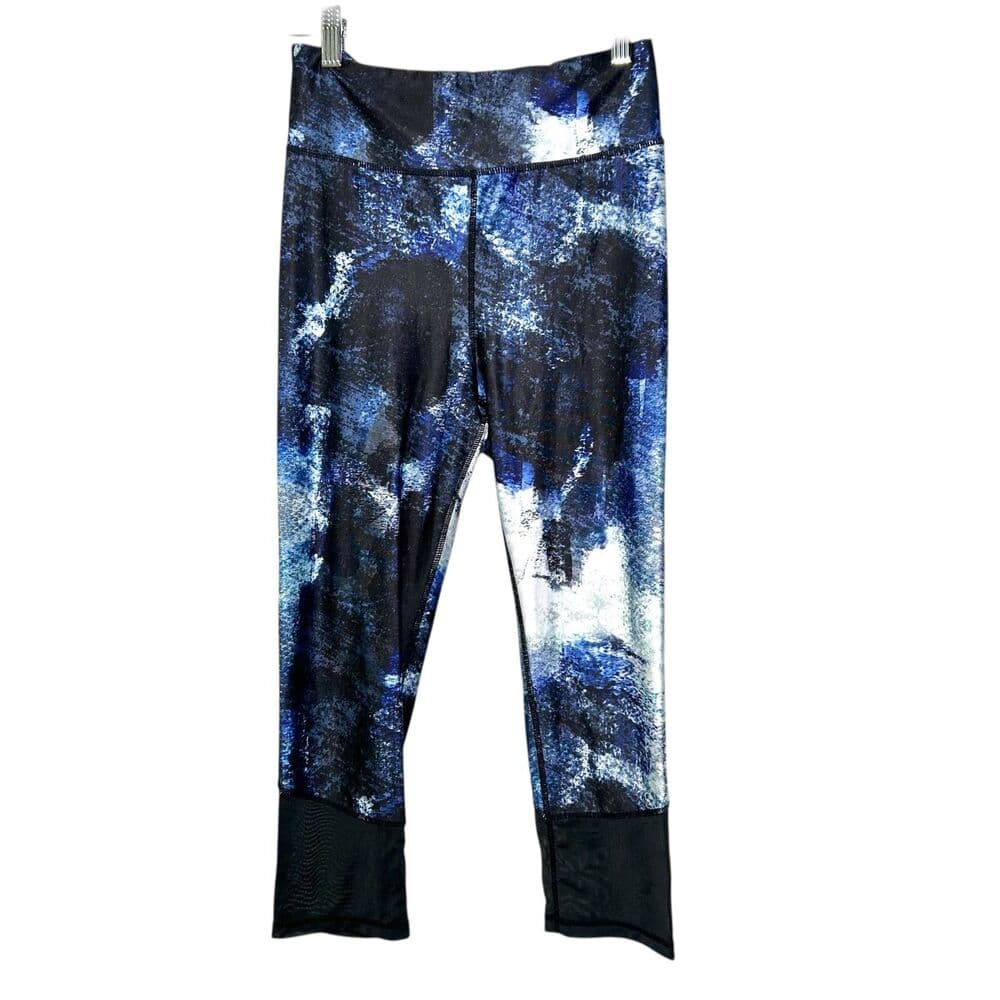 Adore Me High rise capri leggings blue black white abstract print medium - Thumbnail 9