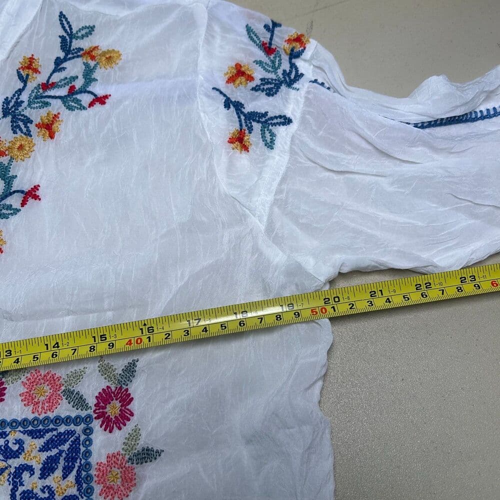 Johnny Was Zodea Almeria White Embroidered Button Front Top PL - Thumbnail 10