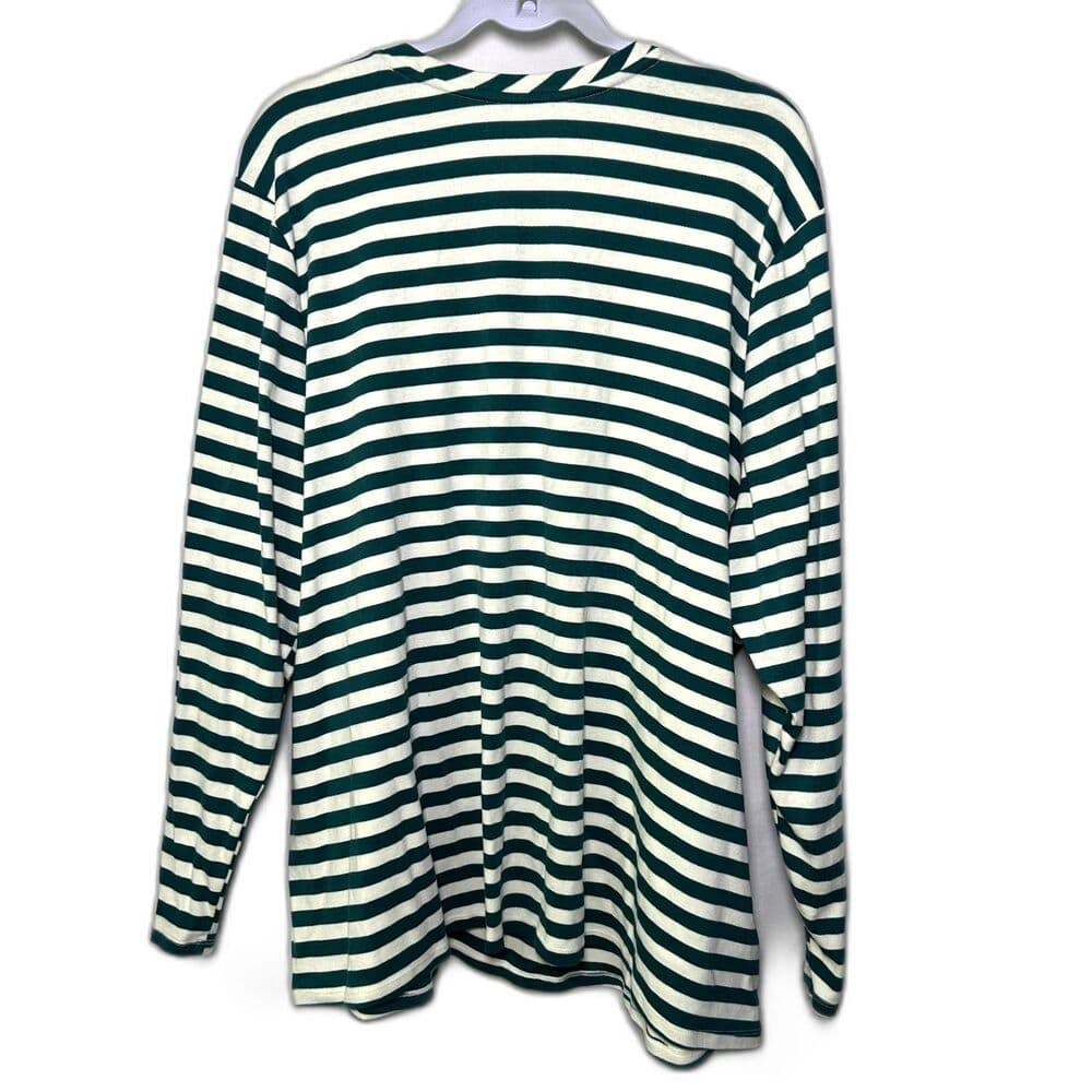 Lane Bryant Green and White Striped Long Sleeve Shirt 26/28 - Thumbnail 2