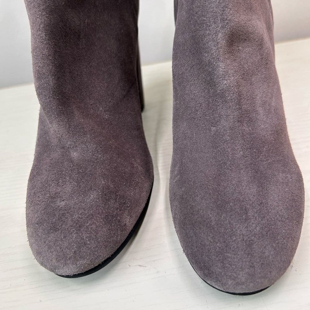 Seychelles Gray Heeled Boots with Chunky Heel and Rounded Toe Size 8 - Thumbnail 2