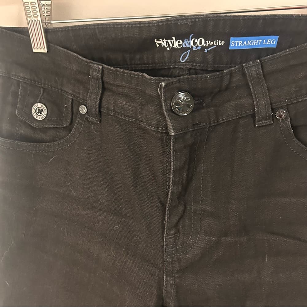 Style & Co Black Denim Straight Leg Jeans Size 8P - Thumbnail 5