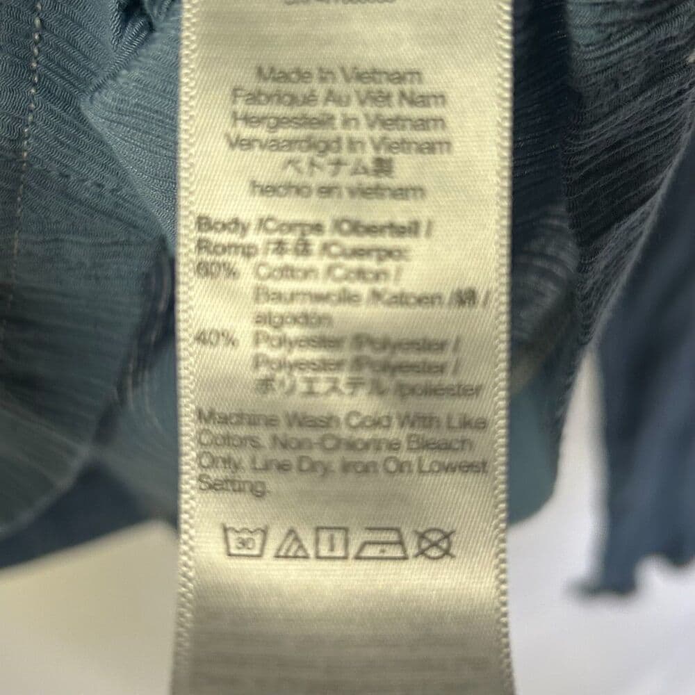 Madewell Semisheer Shirred V-Neck 100% Cotton Top Tranquil Lake Blue Size S - Thumbnail 4