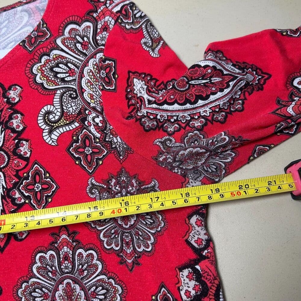 Chico's red/pink paisley-print 3/4-sleeve top size 1 - Thumbnail 5