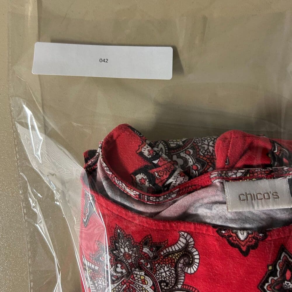 Chico's red/pink paisley-print 3/4-sleeve top size 1 - Thumbnail 6