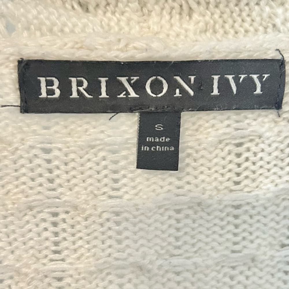 Brixon Ivy white open front cable knit cardigan with pockets size small - Thumbnail 5