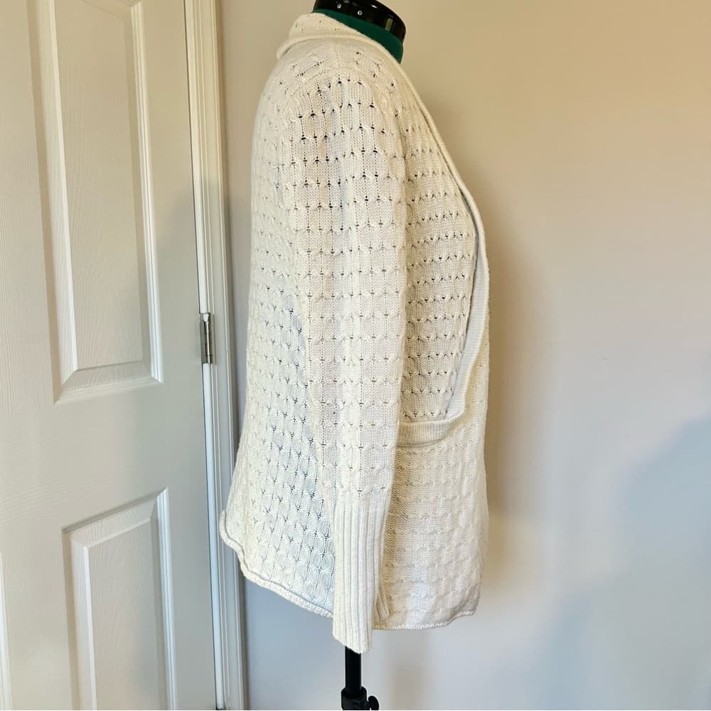 Brixon Ivy white open front cable knit cardigan with pockets size small - Thumbnail 3