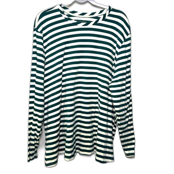 Lane Bryant Green and White Striped Long Sleeve Shirt 26/28 - Thumbnail 7