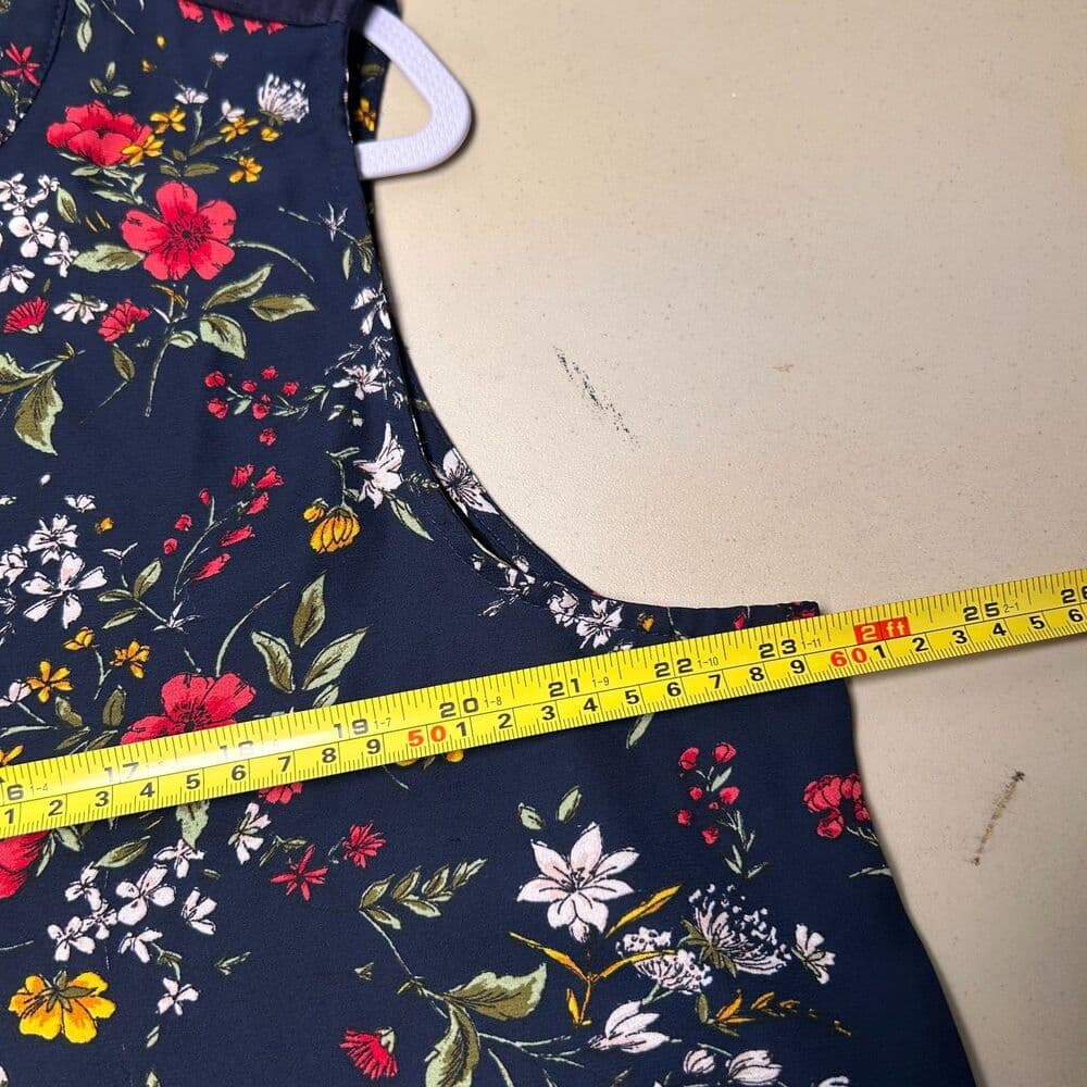 Papermoon 2X Navy Blue Floral Sleeveless Top - Thumbnail 4