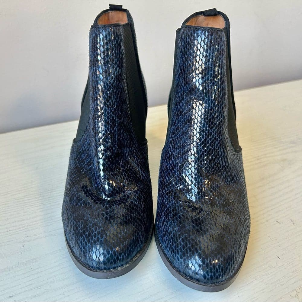 Mellow Yellow Navy Snake Skin Leather Heeled Ankle Boots size 36 - Thumbnail 4
