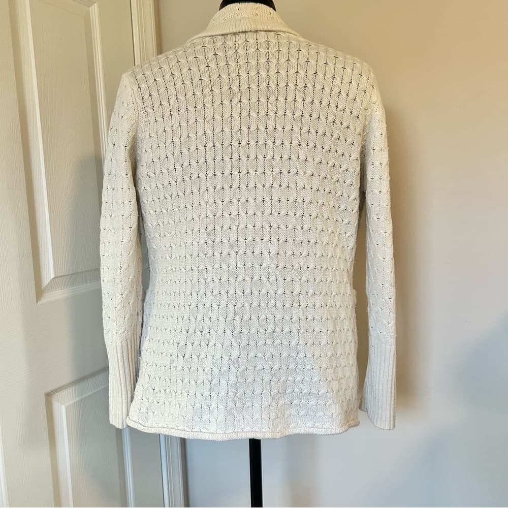 Brixon Ivy white open front cable knit cardigan with pockets size small - Thumbnail 4