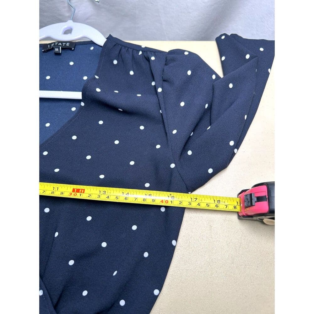 1. State navy polka dot tiered faux wrap dress XS - Thumbnail 6