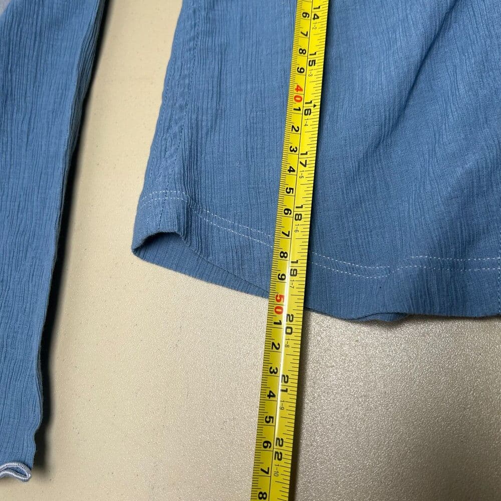 Madewell Semisheer Shirred V-Neck 100% Cotton Top Tranquil Lake Blue Size S - Thumbnail 6