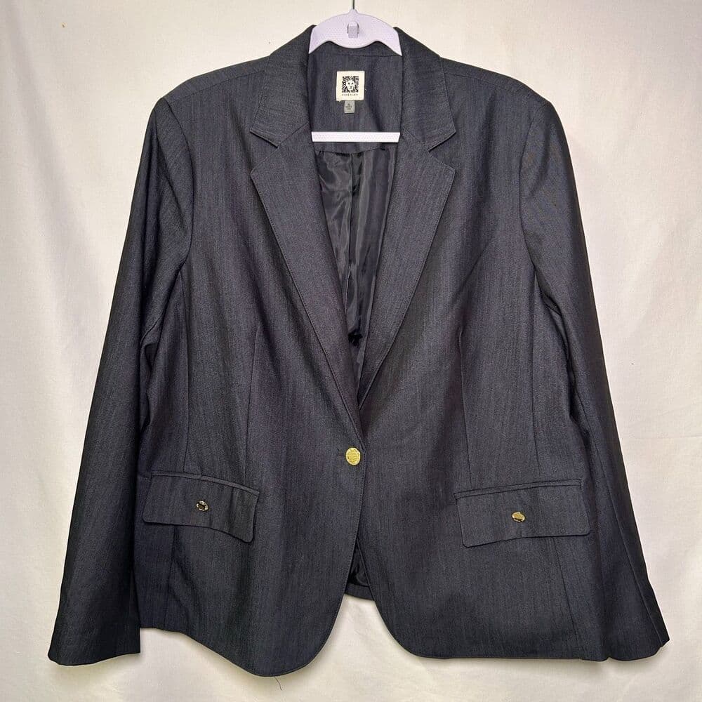 Anne Klein navy chambray one-button blazer XL - Thumbnail 8