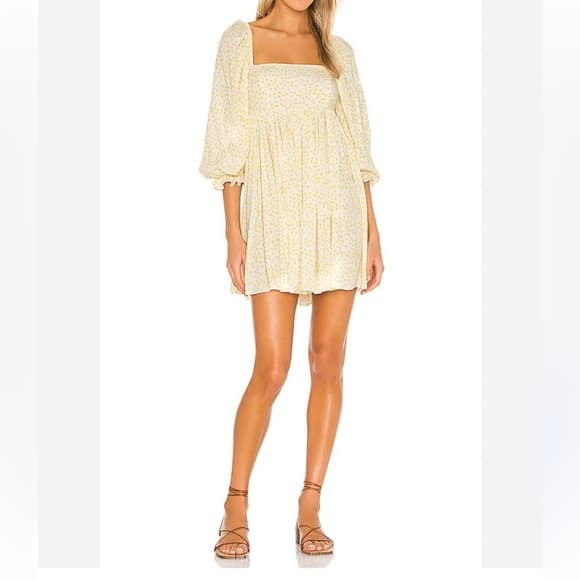 Selkie Yellow Puff Sleeve Dress in Buttercup Size XS - Thumbnail 12