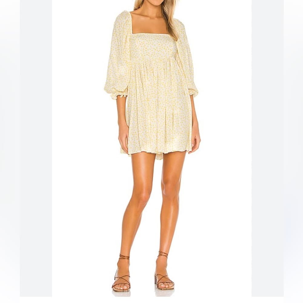 Selkie Yellow Puff Sleeve Dress in Buttercup Size XS - Thumbnail 11