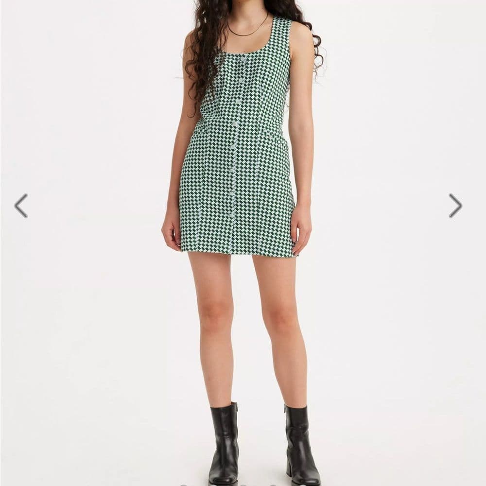 NWT Levi’s Green and White Cotton Button Down Mini Dress Size M - Thumbnail 12