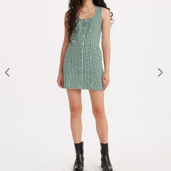 NWT Levi’s Green and White Cotton Button Down Mini Dress Size M - Thumbnail 13