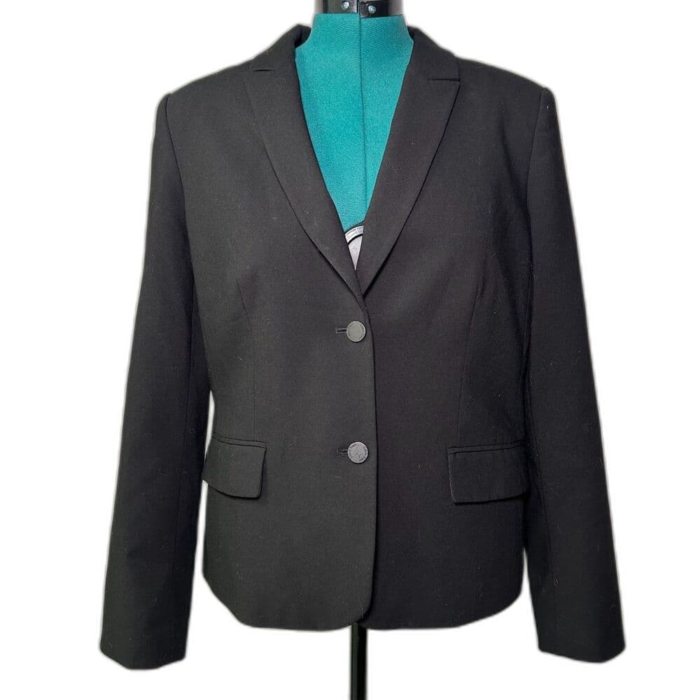 Calvin Klein classic black 2-button notched lapel blazer Size 14 Boss Babe - Thumbnail 5