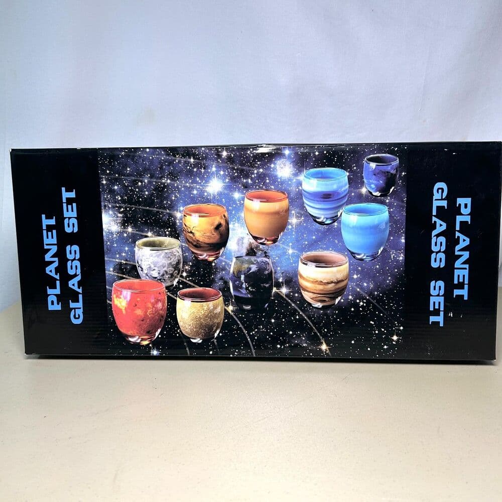 NIB Think Geek 10 piece planet solar system novelty glass set - Thumbnail 5