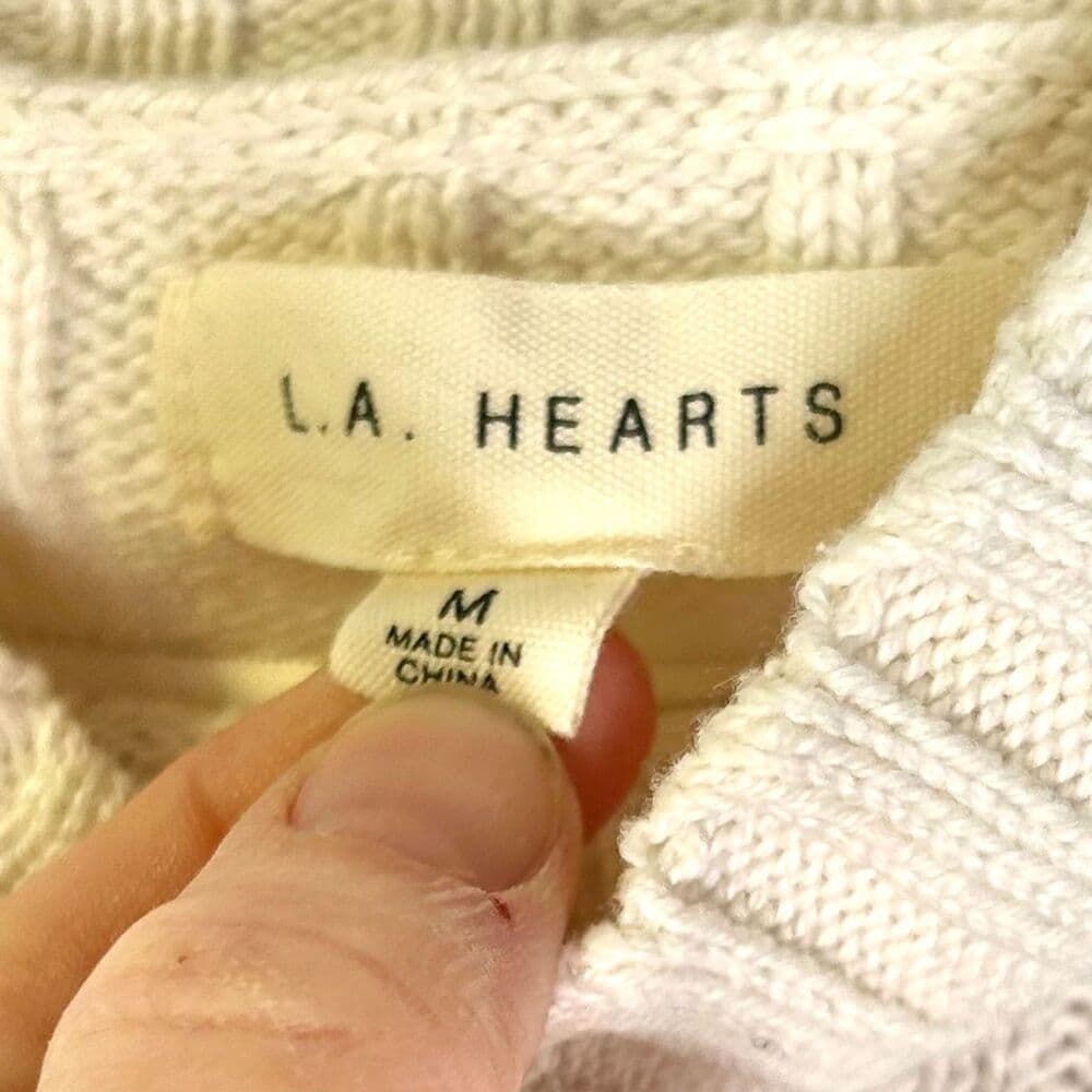 LA Hearts 100% Cotton cream ribbed knit mock neck cropped sweater Medium - Thumbnail 4