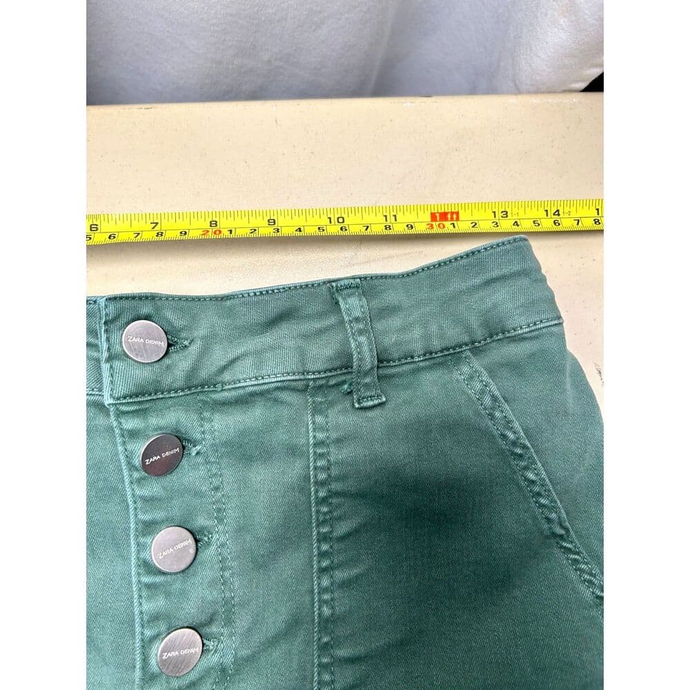 Zara Sage Green High-Waisted Wide Leg Button Fly Pants Size 8 Y2K Revival - Thumbnail 4