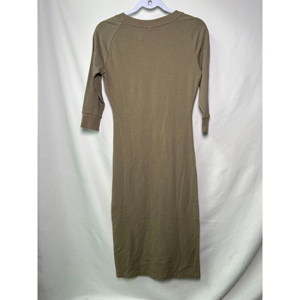 Adidas 3 Stripe Olive Green cotton blend Small Midi Dress Sporty Spice - Thumbnail 3