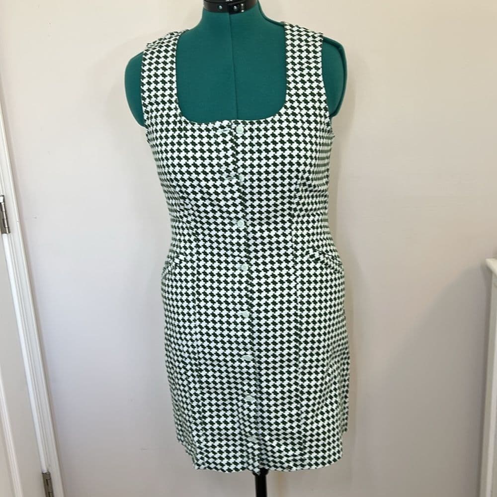 NWT Levi’s Green and White Cotton Button Down Mini Dress Size M - Thumbnail 2