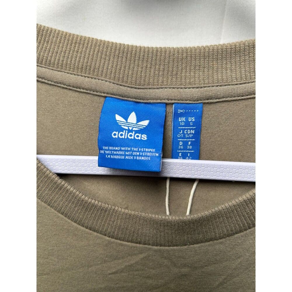 Adidas 3 Stripe Olive Green cotton blend Small Midi Dress Sporty Spice - Thumbnail 4