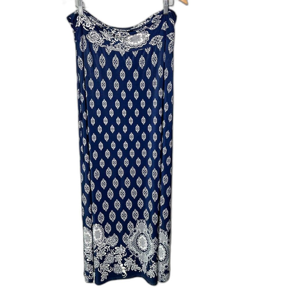 Gilli 2x Maxi Skirt Navy White Boho Print Coastal - Thumbnail 9