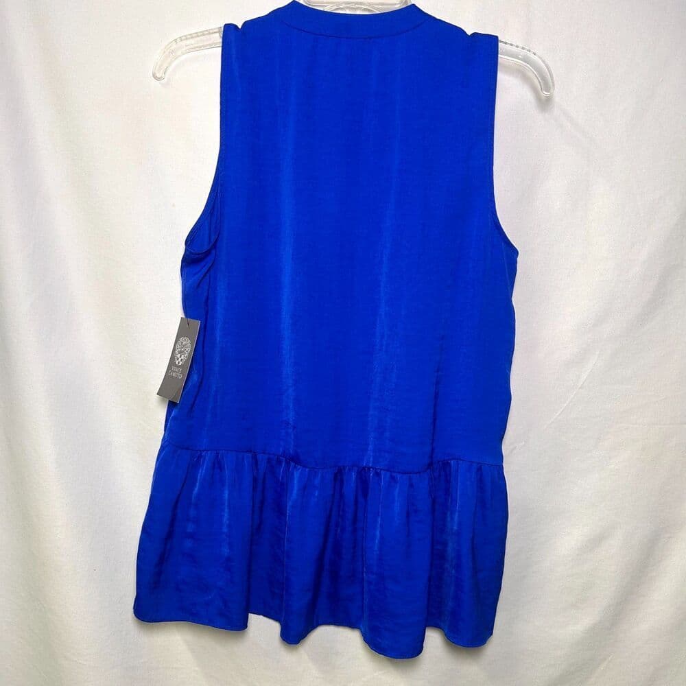 NWT Vince Camuto Blue Peplum Sleeveless Top Size Small Boho Romantic - Thumbnail 2