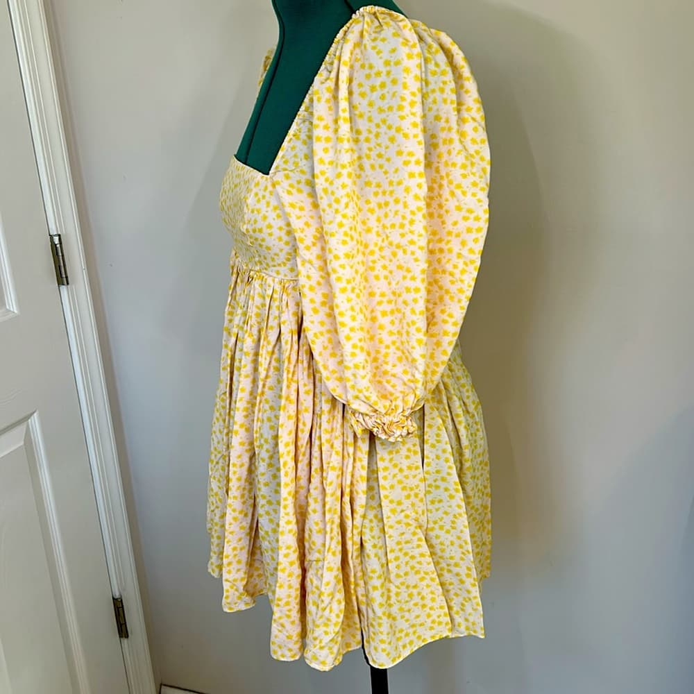 Selkie Yellow Puff Sleeve Dress in Buttercup Size XS - Thumbnail 4