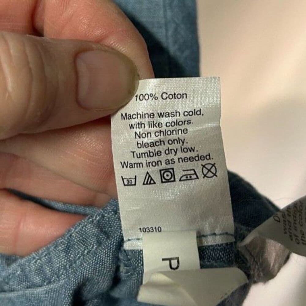 Madewell blue chambray short sleeve top with a back tie detail XS - Thumbnail 3