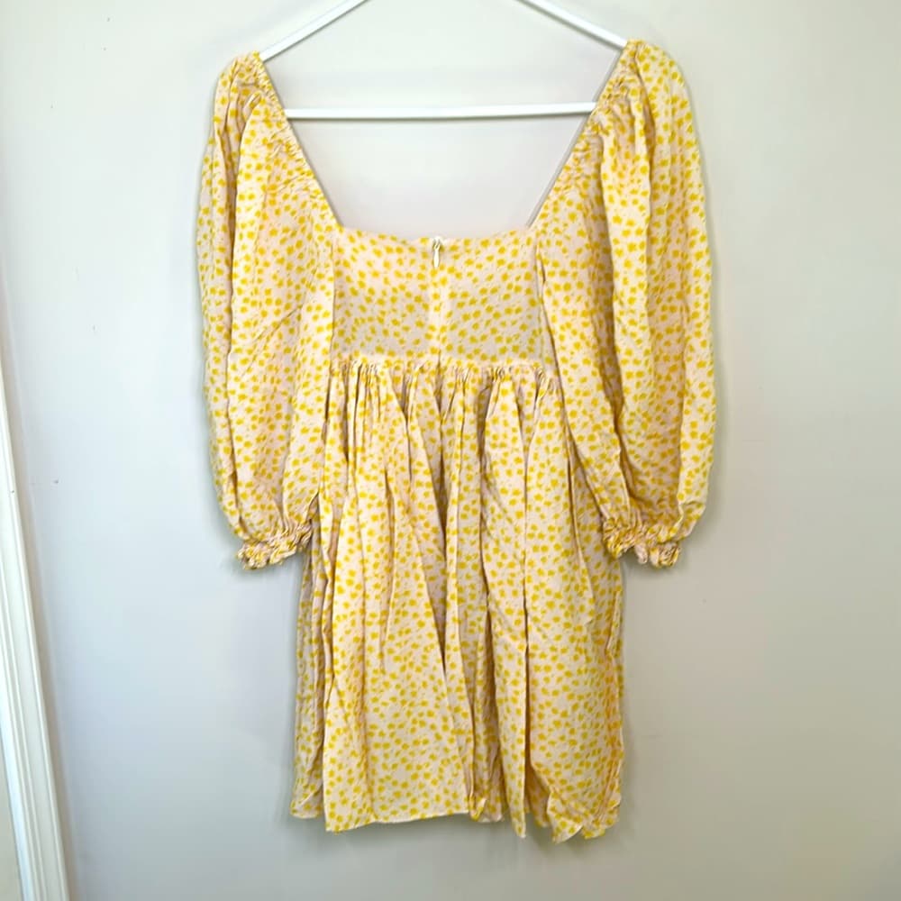 Selkie Yellow Puff Sleeve Dress in Buttercup Size XS - Thumbnail 8
