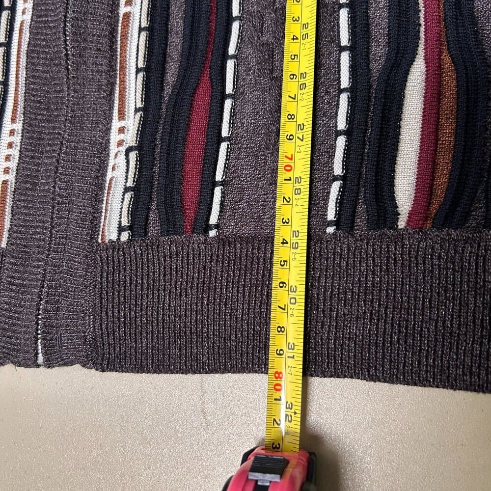 Montique Vintage 90s Full Zip Eclect Grandpa Cardigan brown and tan Academia 3XL - Thumbnail 8