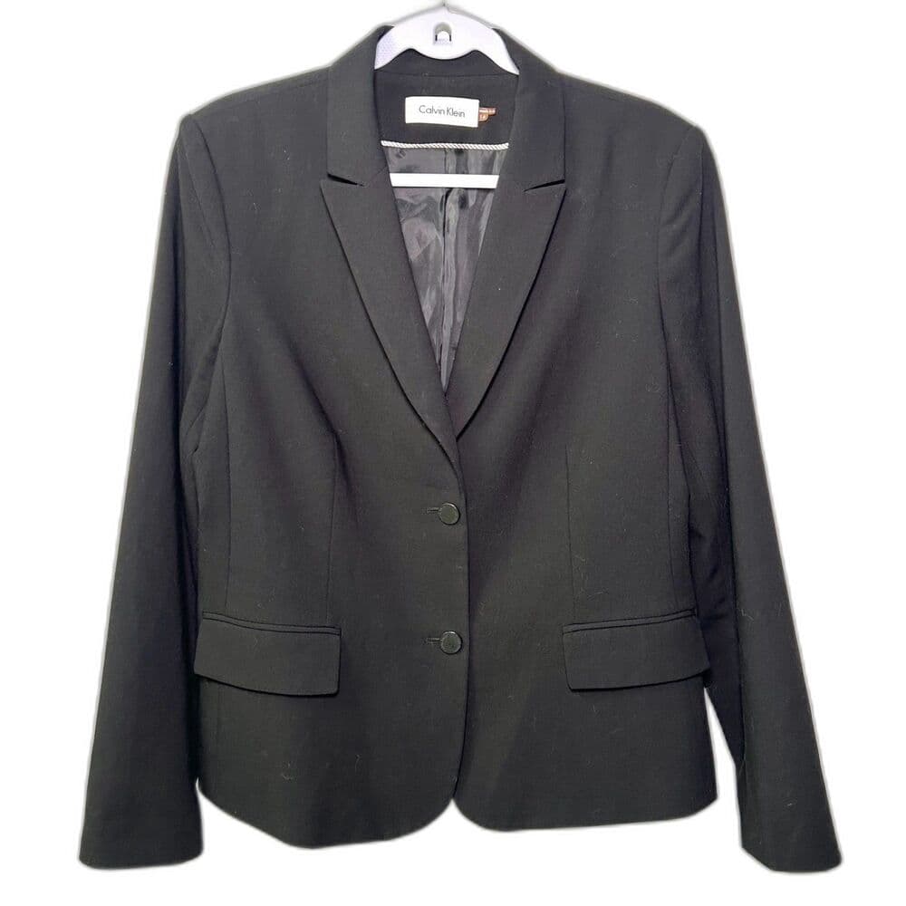 Calvin Klein classic black 2-button notched lapel blazer Size 14 Boss Babe - Thumbnail 9