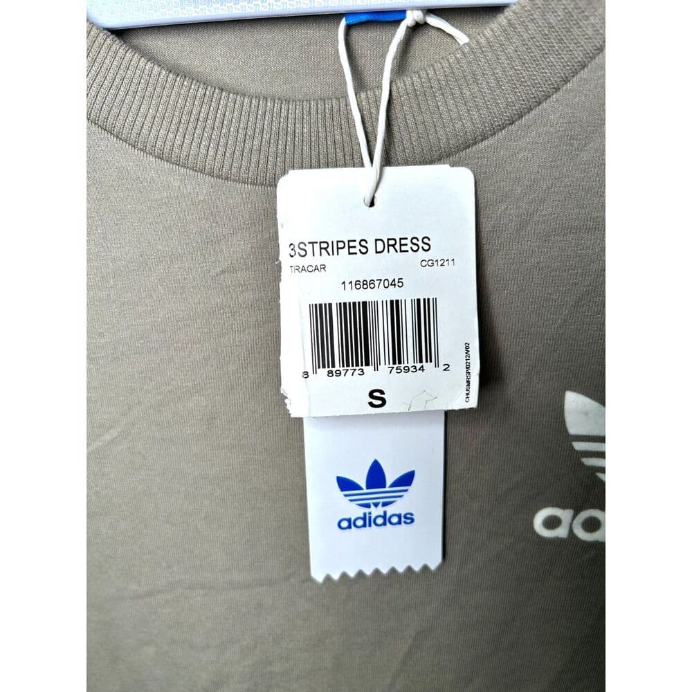 Adidas 3 Stripe Olive Green cotton blend Small Midi Dress Sporty Spice - Thumbnail 5